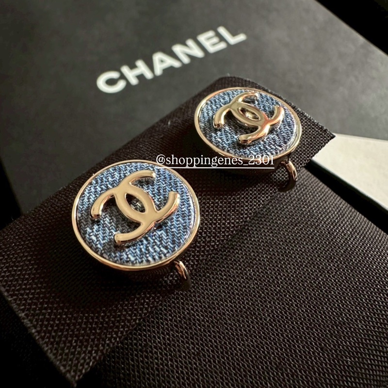 香奈兒 Chanel 26C 牛仔小耳夾！夾式耳環！-1