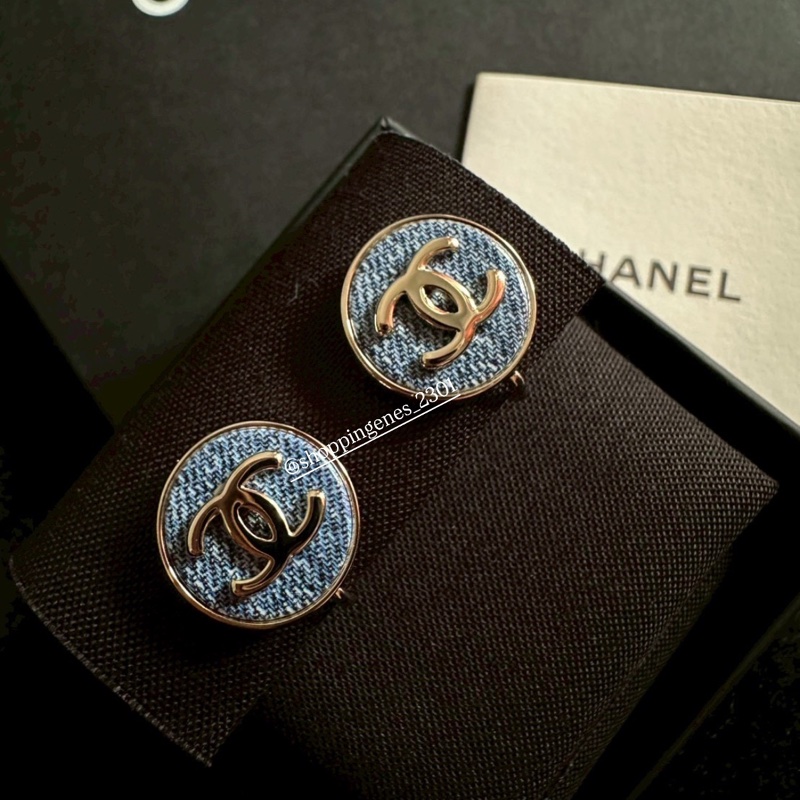 香奈兒 Chanel 26C 牛仔小耳夾！夾式耳環！-3