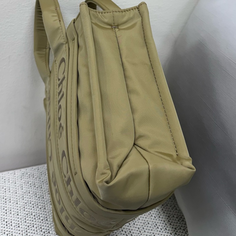 Chloe新款woody刺繡淡黃綠尼龍手提斜背包-8