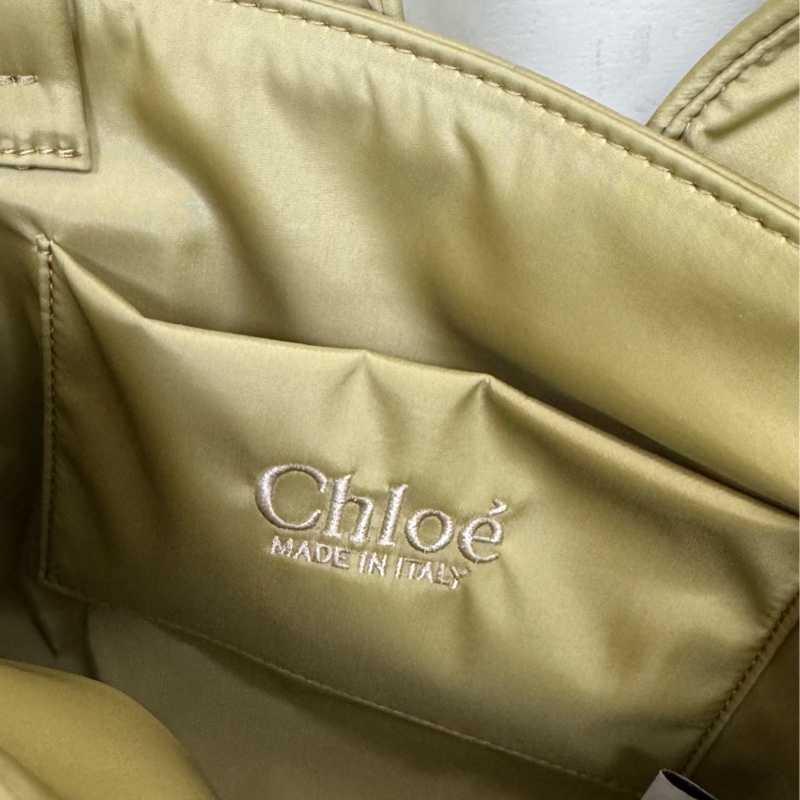 Chloe新款woody刺繡淡黃綠尼龍手提斜背包-9