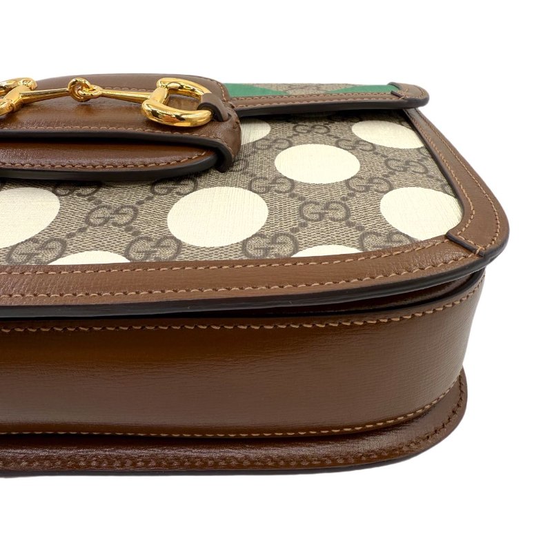 【秀場限定款】 GUCCI古馳 Horsebit 1955 馬銜扣老花Logo彩色幾何印花 帆布拼皮 馬鞍包單肩斜挎包 小號 男女同款 烏木色/棕色-7