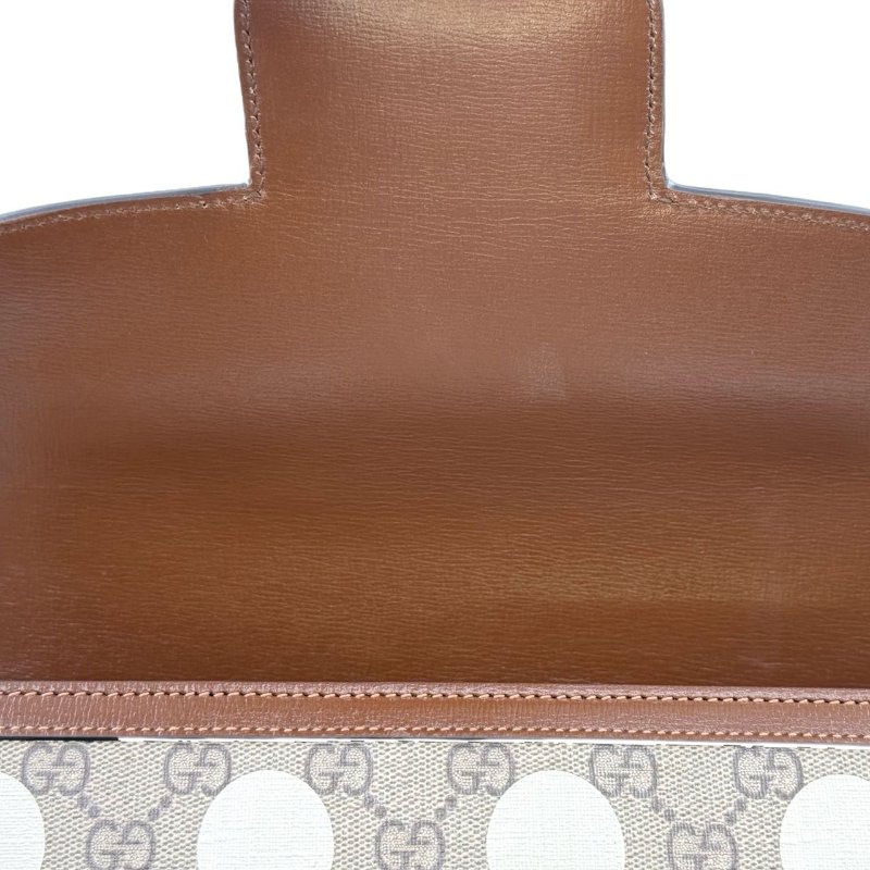 【秀場限定款】 GUCCI古馳 Horsebit 1955 馬銜扣老花Logo彩色幾何印花 帆布拼皮 馬鞍包單肩斜挎包 小號 男女同款 烏木色/棕色-10