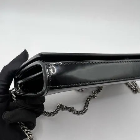 YSL SAINT LAURENT圣罗兰 CASSANDRE 银色五金配件可拆卸链条肩带 拉绒皮革 单肩斜挎包钱包-3