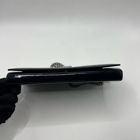 YSL SAINT LAURENT圣罗兰 CASSANDRE 银色五金配件可拆卸链条肩带 拉绒皮革 单肩斜挎包钱包-7