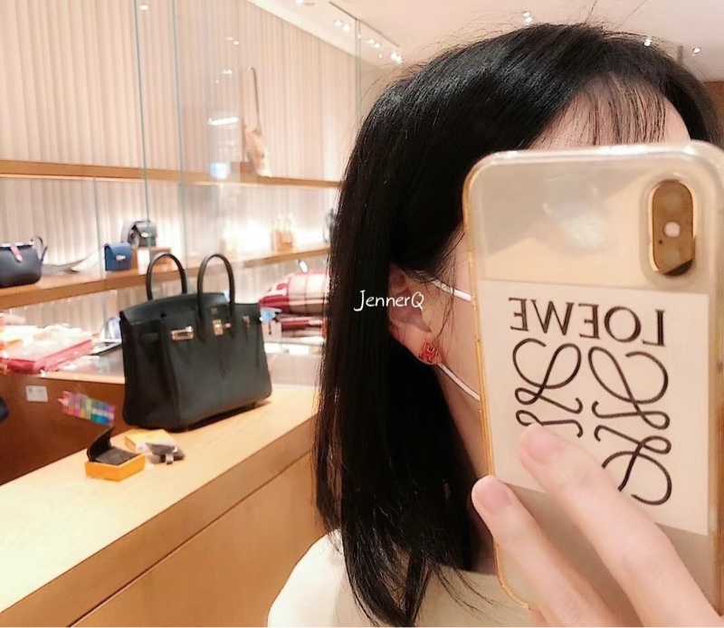 「M.Y精品」 Hermes 🐎家 mini pop h 耳針 梅紅 金-2