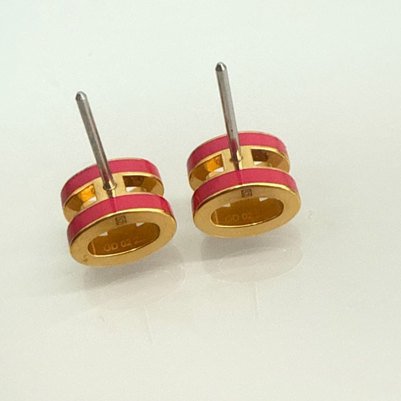 「M.Y精品」 Hermes 🐎家 mini pop h 耳針 梅紅 金-7