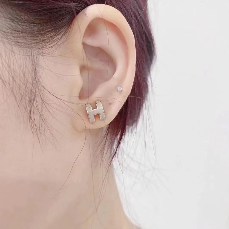 「M.Y精品」 Hermes 🐎家 mini pop h 耳針 奶白玫瑰金-2