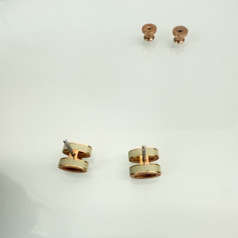 「M.Y精品」 Hermes 🐎家 mini pop h 耳針 奶白玫瑰金-8