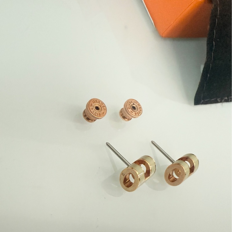 「M.Y精品」 Hermes 🐎家 mini pop h 耳針 奶白玫瑰金-12