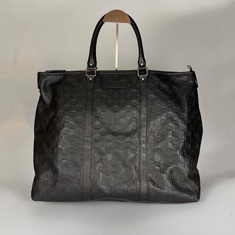 GUCCI 201482 咖色壓紋皮革手提包