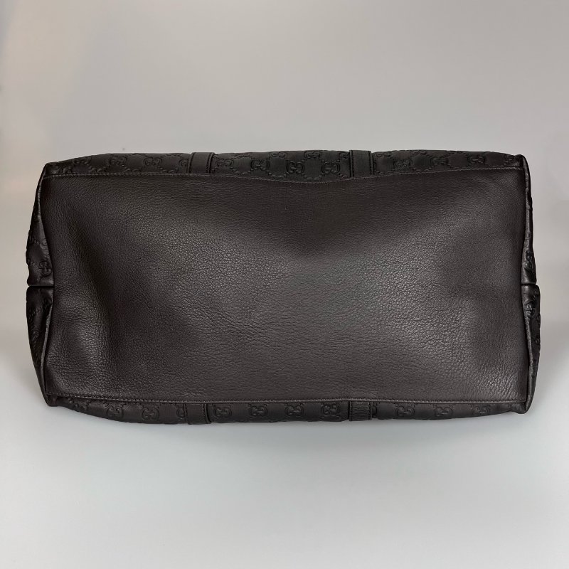 GUCCI 201482 咖色壓紋皮革手提包-4