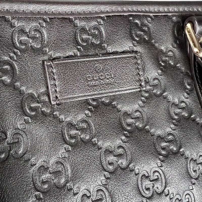 GUCCI 201482 咖色壓紋皮革手提包-5