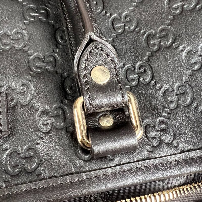 GUCCI 201482 咖色壓紋皮革手提包-7