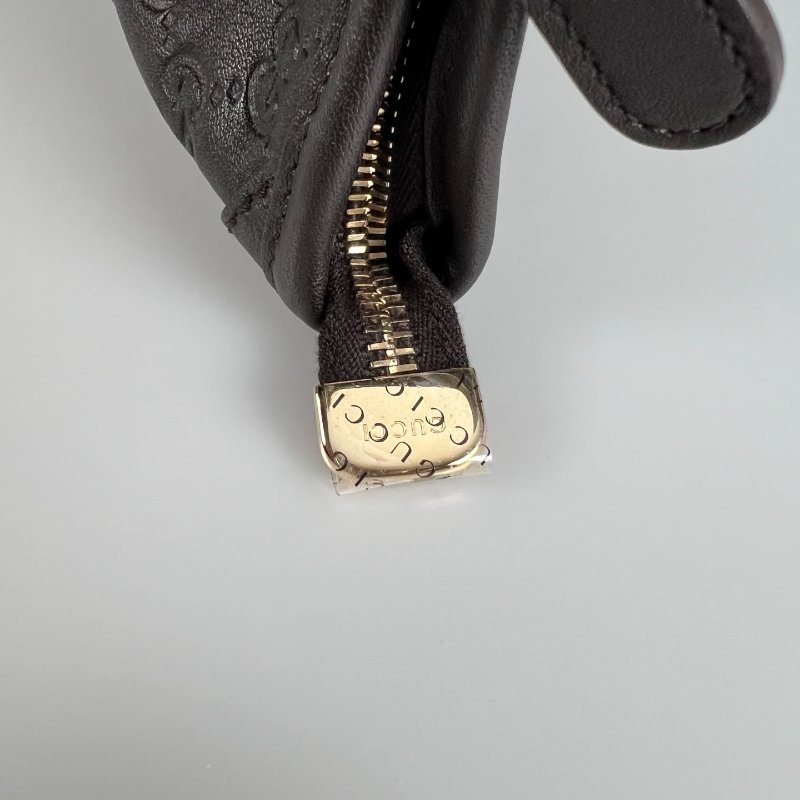 GUCCI 201482 咖色壓紋皮革手提包-10