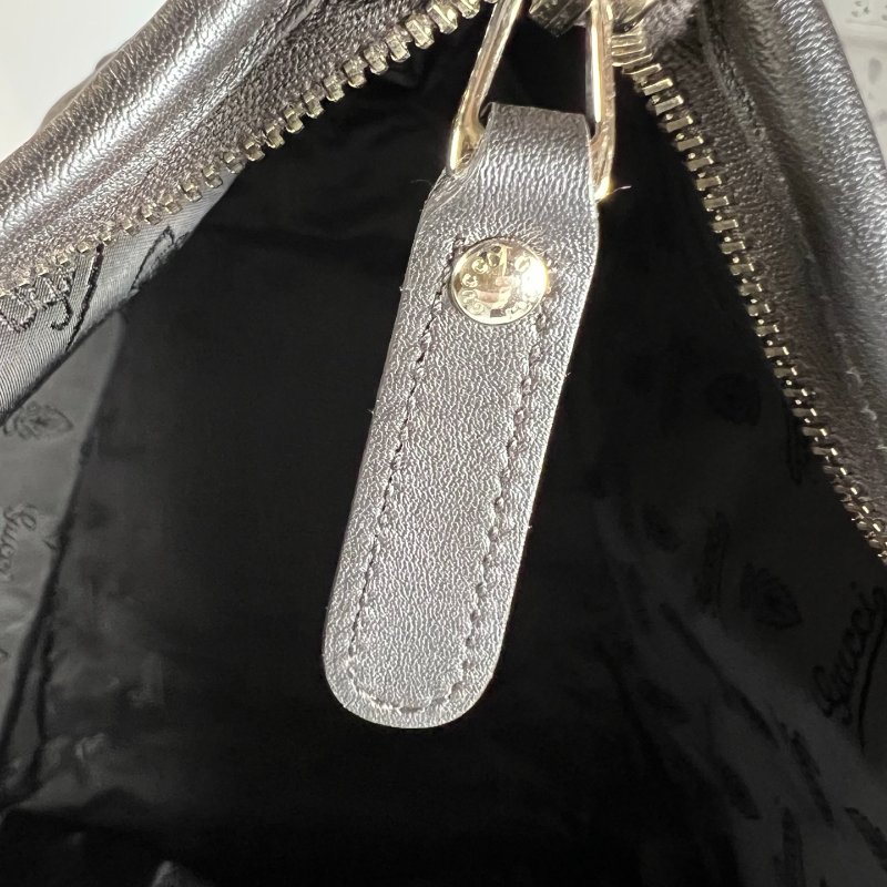 GUCCI 201482 咖色壓紋皮革手提包-12