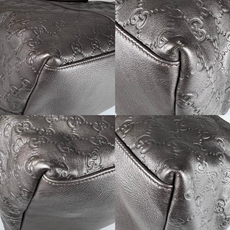 GUCCI 201482 咖色壓紋皮革手提包-14