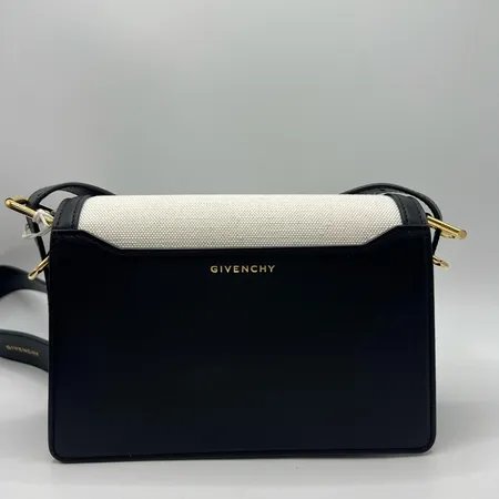 纪梵希拼色单肩斜挎包 白色配黑色，金色logo，经典款式-6