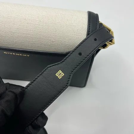 纪梵希拼色单肩斜挎包 白色配黑色，金色logo，经典款式-11