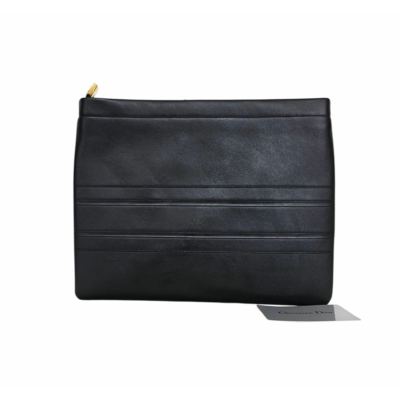 【包稅】DIOR Logo黑色皮革手拿包-2