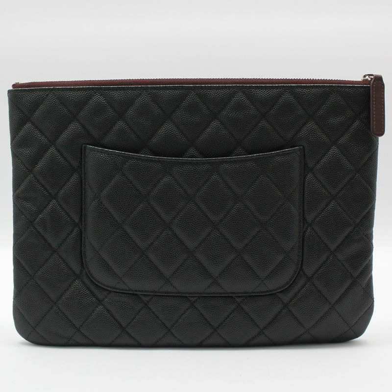 【包稅】CHANEL 黑色魚子醬銀色中型手拿包-2