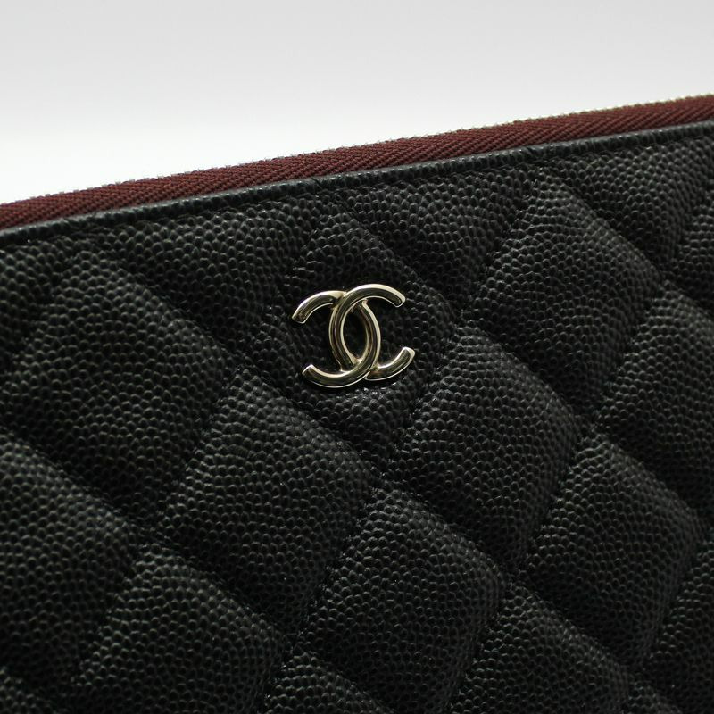 【包稅】CHANEL 黑色魚子醬銀色中型手拿包-5