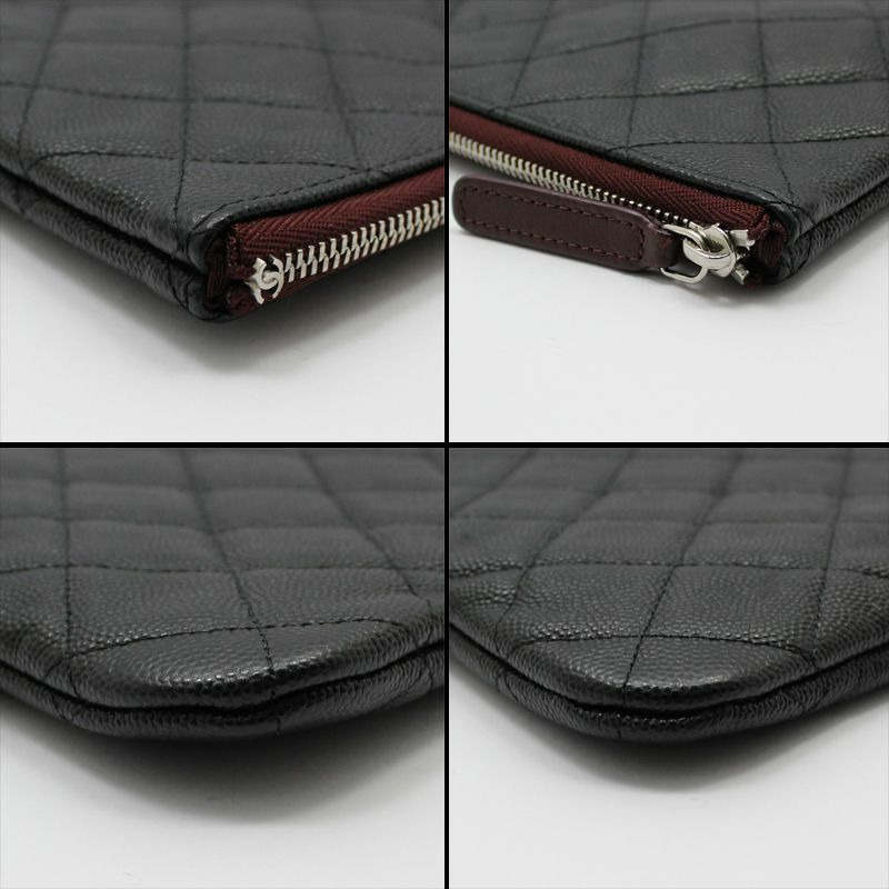 【包稅】CHANEL 黑色魚子醬銀色中型手拿包-7