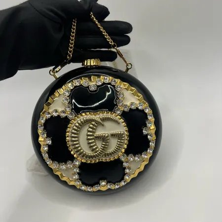 Gucci 黑色水壺晚宴包-0