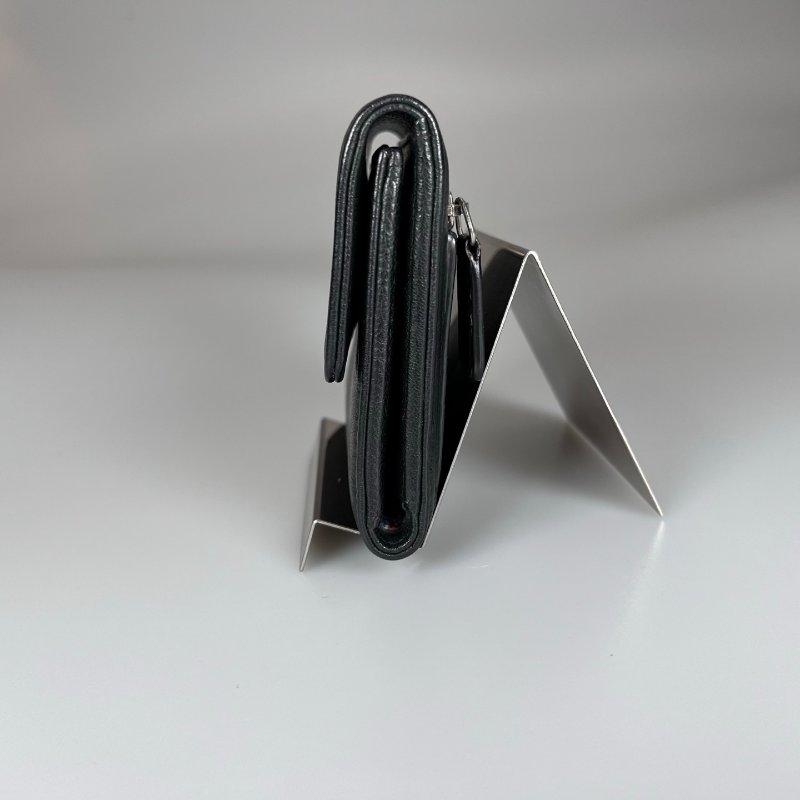 CHANEL 四葉草翻蓋三折短夾 黑 25開-4