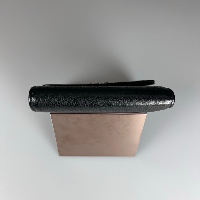 CHANEL 四葉草翻蓋三折短夾 黑 25開-5