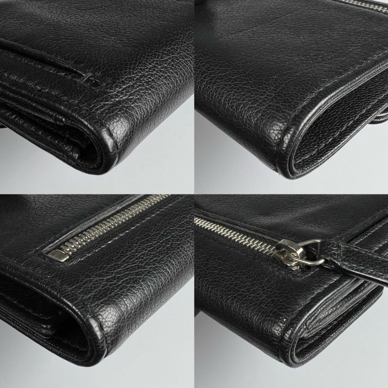 CHANEL 四葉草翻蓋三折短夾 黑 25開-15