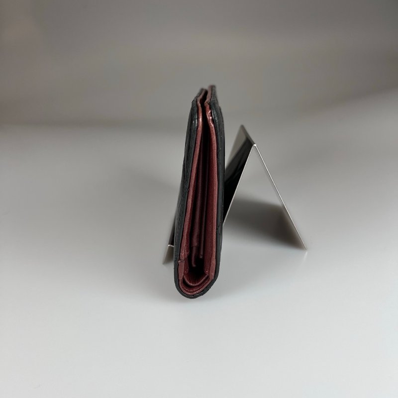 CHANEL 菱格紋羊皮對開長夾 黑 11開-3