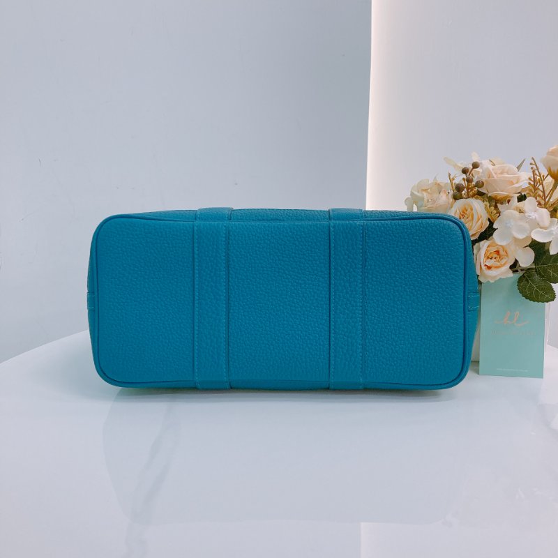 MS0504 Hermes 愛馬仕 花園包 手提 帆布 綠色拼藍色 銀扣  Garden Party 30 Canvas 6W Menthe and 7W Bleu Izmir x PHW-4