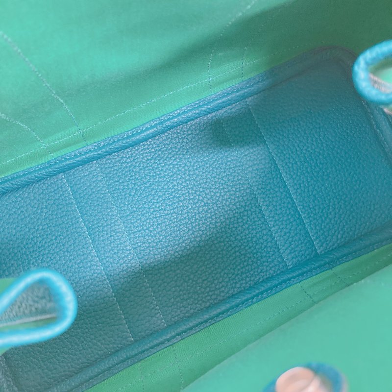 MS0504 Hermes 愛馬仕 花園包 手提 帆布 綠色拼藍色 銀扣  Garden Party 30 Canvas 6W Menthe and 7W Bleu Izmir x PHW-11