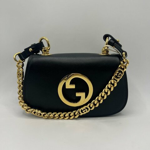 古驰/Gucci 黑色皮革Gucci Blondie系列迷你肩背包