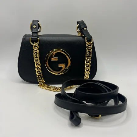 古驰/Gucci 黑色皮革Gucci Blondie系列迷你肩背包-2