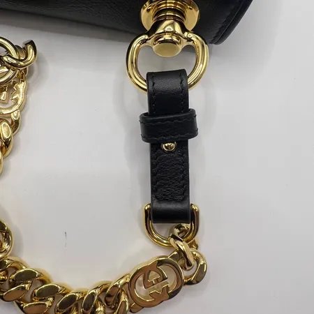 古驰/Gucci 黑色皮革Gucci Blondie系列迷你肩背包-11