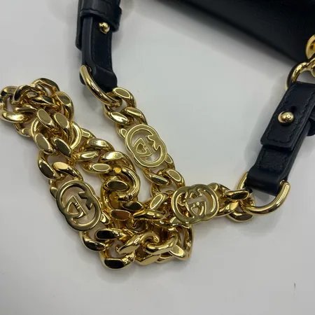 古驰/Gucci 黑色皮革Gucci Blondie系列迷你肩背包-12