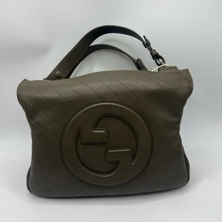 GUCCI(古驰) 互扣式双G皮革贴 三肩帶托特包 单肩包-5