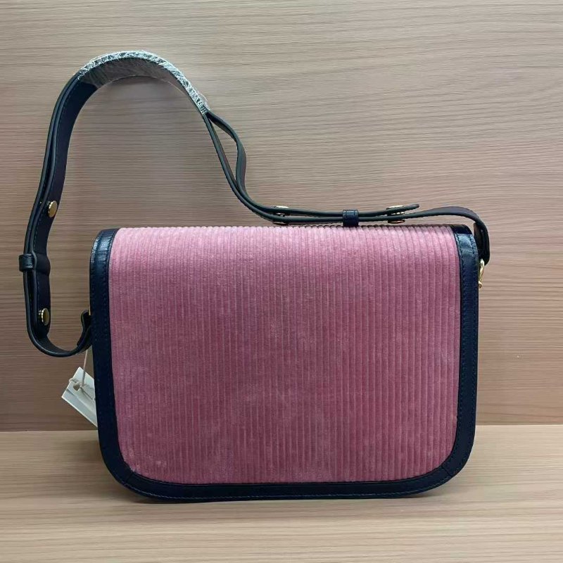 Gucci古驰1955灯芯绒粉色马鞍包 手提單肩斜挎肩帶可調節-1