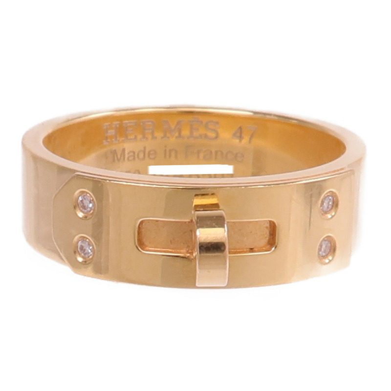 HERMES 18K玫瑰金Kelly Ring鑽石戒指Hermes#47/US#4.25-1