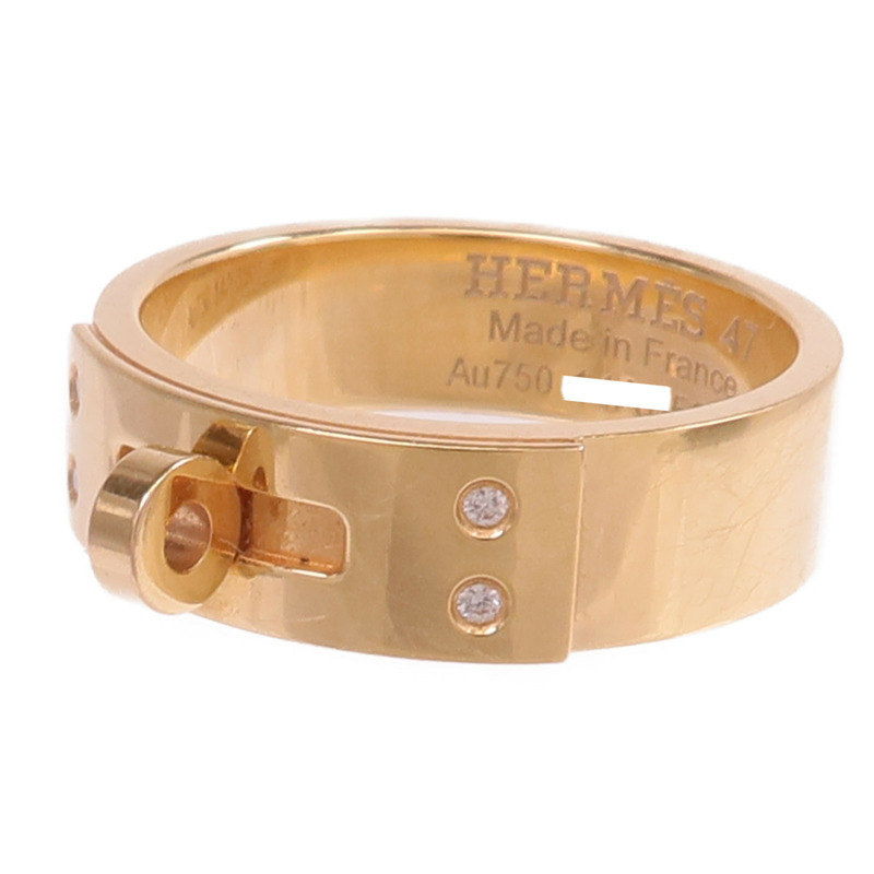 HERMES 18K玫瑰金Kelly Ring鑽石戒指Hermes#47/US#4.25-2