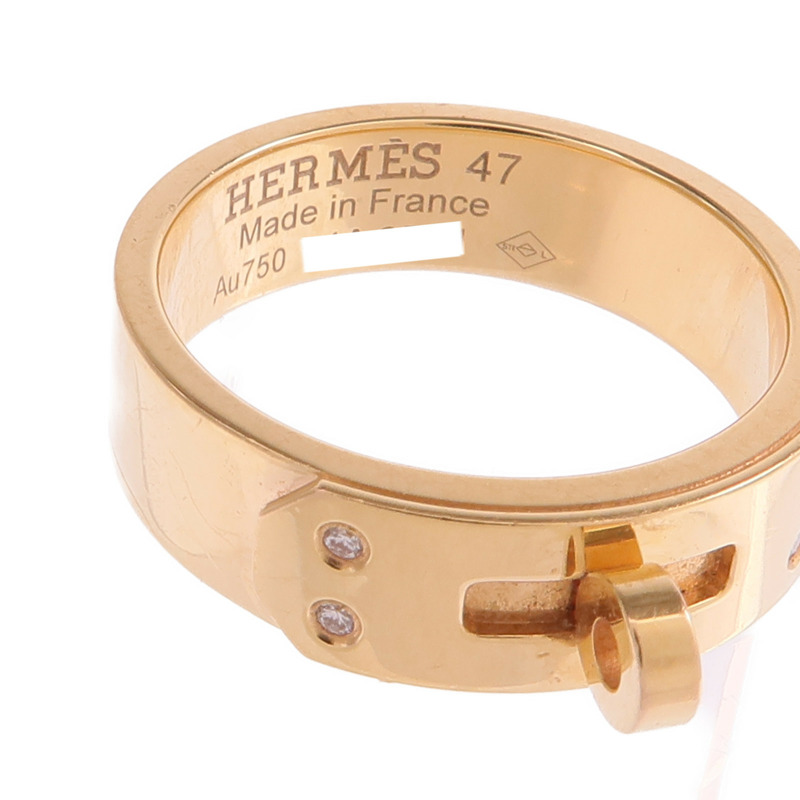 HERMES 18K玫瑰金Kelly Ring鑽石戒指Hermes#47/US#4.25-4