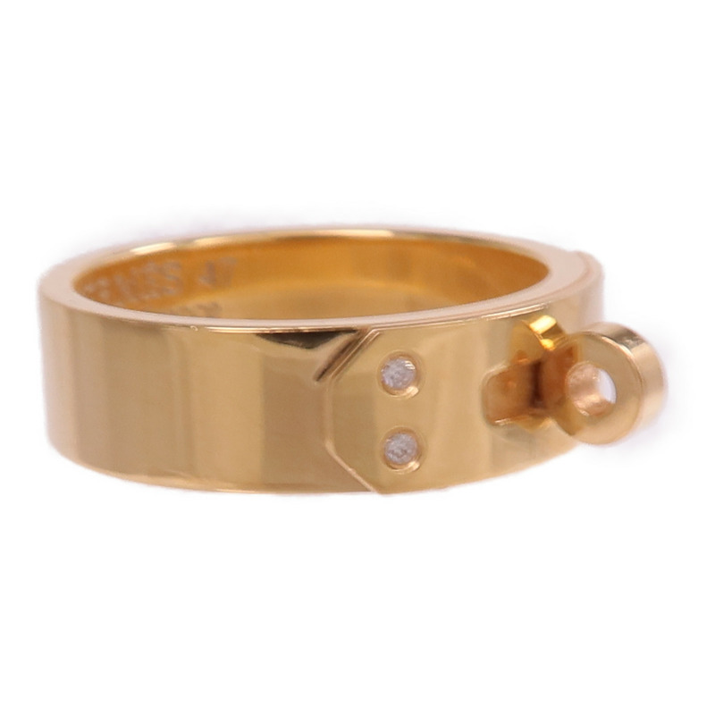 HERMES 18K玫瑰金Kelly Ring鑽石戒指Hermes#47/US#4.25-7