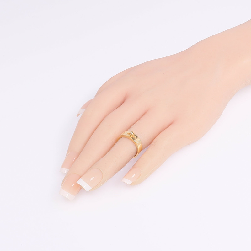 HERMES 18K玫瑰金Kelly Ring鑽石戒指Hermes#47/US#4.25-11