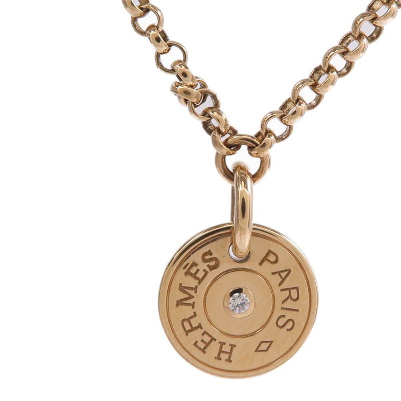 HERMES 18K玫瑰金Ex-Libris Pendant鑽石項鍊-2