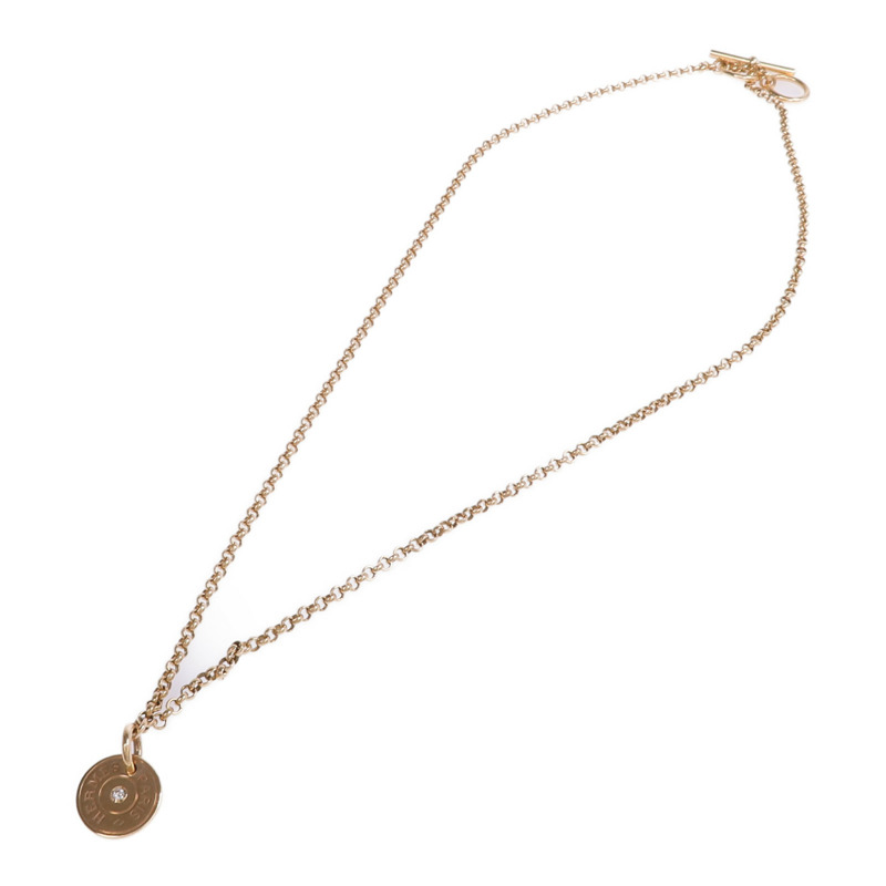 HERMES 18K玫瑰金Ex-Libris Pendant鑽石項鍊-3
