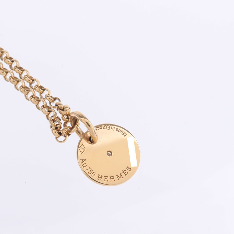 HERMES 18K玫瑰金Ex-Libris Pendant鑽石項鍊-6