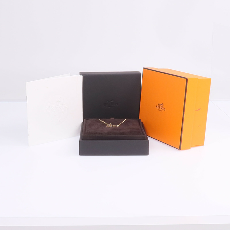 HERMES 18K玫瑰金Ex-Libris Pendant鑽石項鍊-7