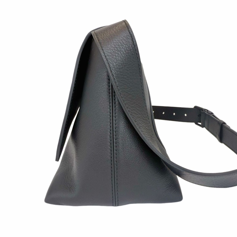 Balenciaga 巴黎世家 Downtown 啞光翻蓋開合All Black 黑扣 牛皮 沙漏包 單肩包 斜挎包 手提包 中號 黑色-3