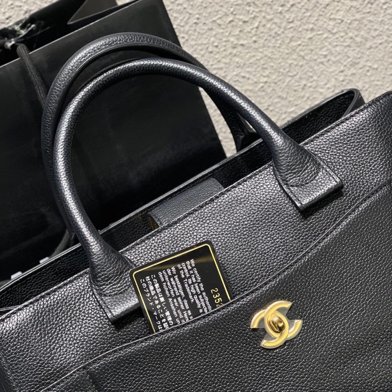 Chanel香奈兒Shopping Bag托特黑金牛皮荔枝皮 尺寸約34*33*14.5-5